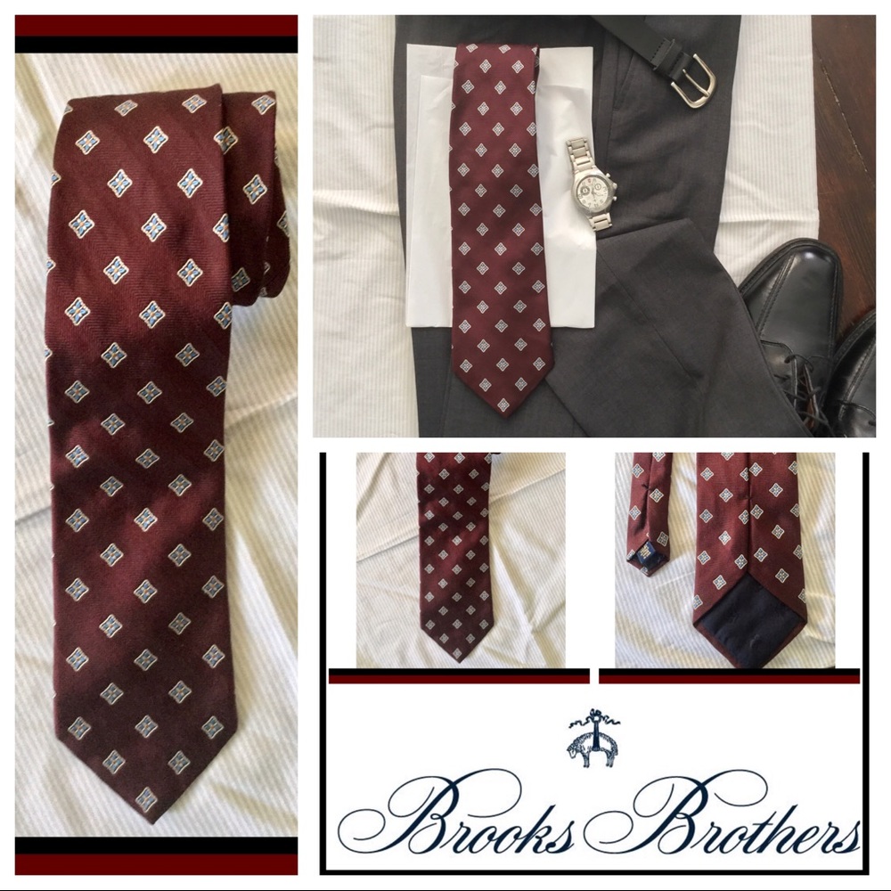 Brooks Brothers woven silk bordeaux tie Italy